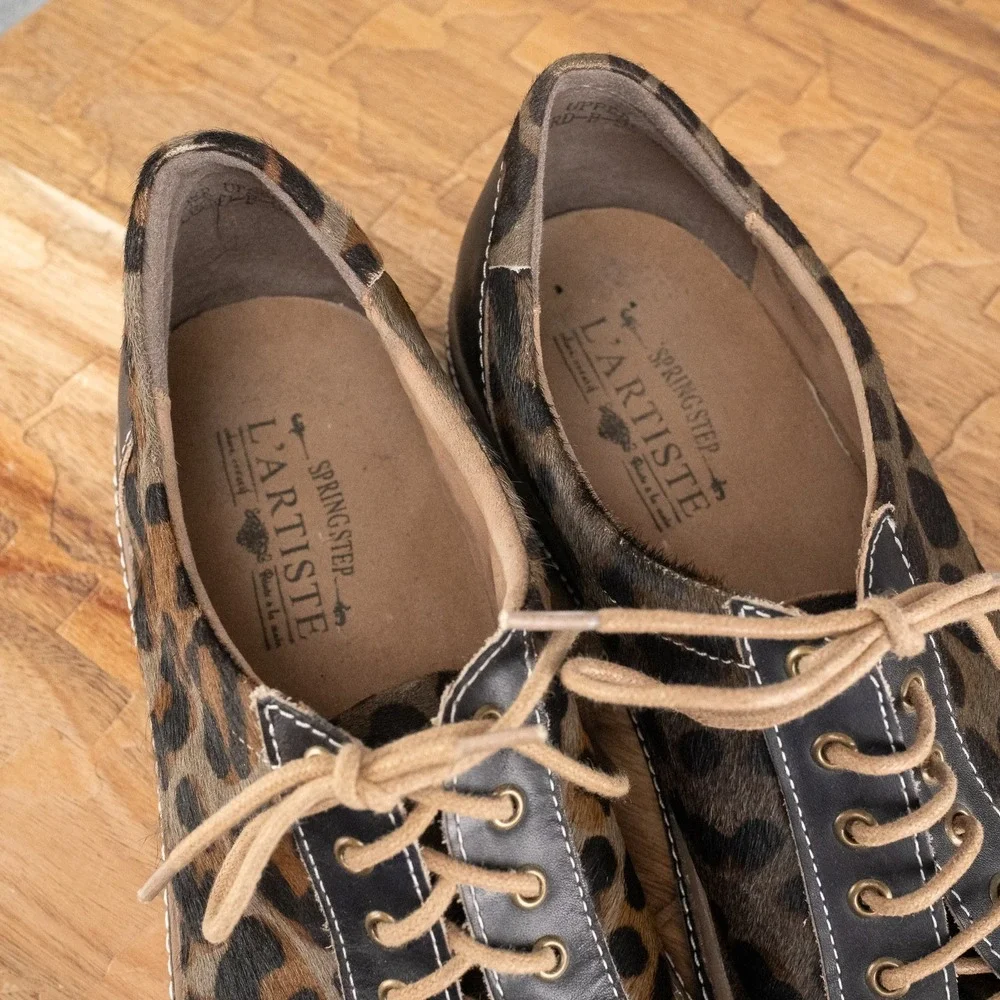 Women's L'Artiste Libbi Leopard Lace Up Sneakers Size EU42/US 10.5-11